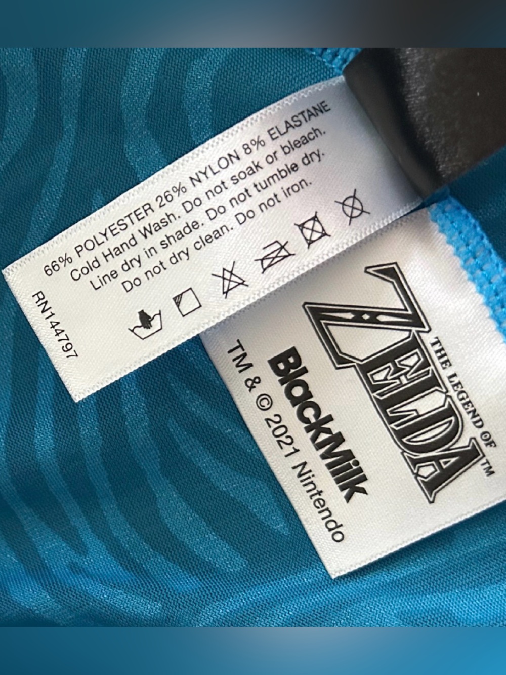 BlackMilk Zelda Burnout Velvet Sheikah Slate High Waist Leggings | Teal/Blue | M - Picture 4 of 4